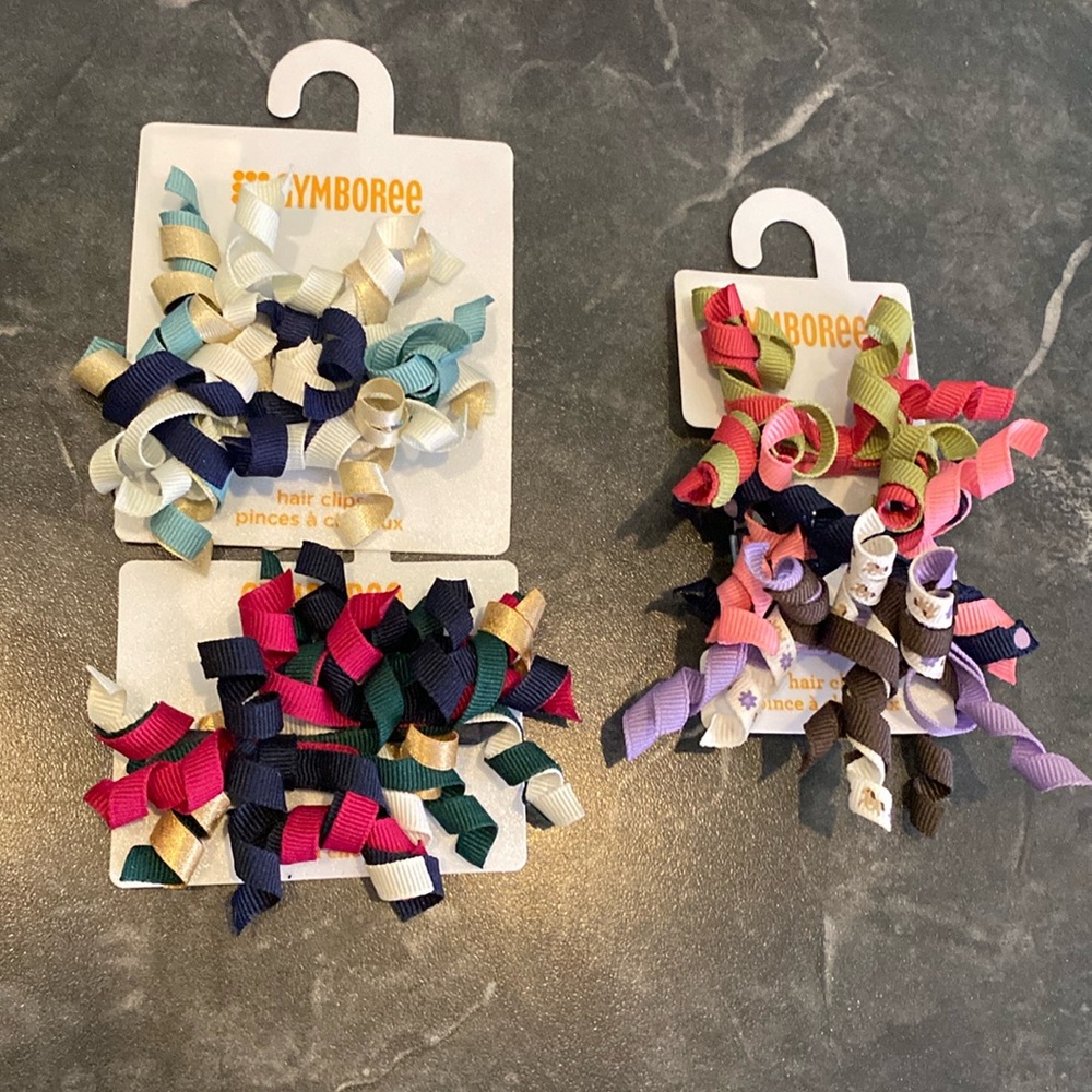 2 Sets + 3 Single Gymboree Curl Ribbon Hair Clip/Barrettes